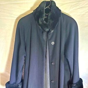 Steve by Searle Black Full Length Lined Wool Coat